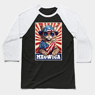 Meowica 4Th Of July Cat American Flag Cat ny 4Th Of July Baseball T-Shirt